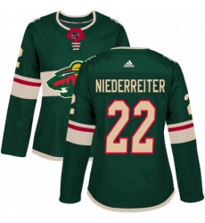 Womens Adidas Minnesota Wild 22 Nino Niederreiter Premier Green Home NHL Jersey 