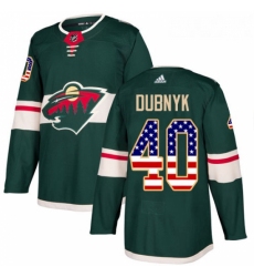 Youth Adidas Minnesota Wild 40 Devan Dubnyk Authentic Green USA Flag Fashion NHL Jersey 