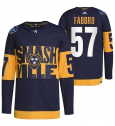 Men Nashville Predators 57 Dante Fabbro 2022 Navy Stadium Series Breakaway Player Stitched Jersey