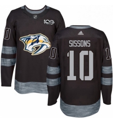 Mens Adidas Nashville Predators 10 Colton Sissons Authentic Black 1917 2017 100th Anniversary NHL Jersey 