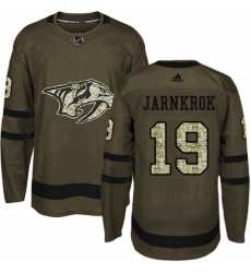 Mens Adidas Nashville Predators 19 Calle Jarnkrok Authentic Green Salute to Service NHL Jersey 