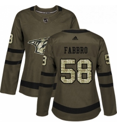 Womens Adidas Nashville Predators 58 Dante Fabbro Authentic Green Salute to Service NHL Jersey 