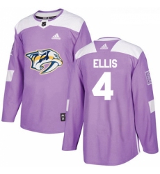 Youth Adidas Nashville Predators 4 Ryan Ellis Authentic Purple Fights Cancer Practice NHL Jersey 