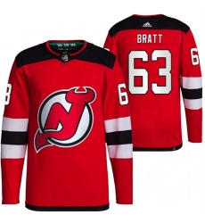 Men New Jersey Devils 63 Jesper Bratt Red Stitched Jersey