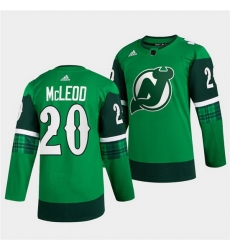 Men New jerseyy Devils 20 Michael McLeod Green Warm Up St Patricks Day Stitched jersey