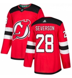 Youth Adidas New Jersey Devils 28 Damon Severson Authentic Red Home NHL Jersey 