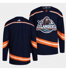 Men New York Islanders Blank Navy 2022 23 Reverse Retro Stitched Jersey