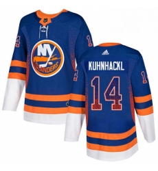 Mens Adidas New York Islanders 14 Tom Kuhnhackl Authentic Royal Blue Drift Fashion NHL Jersey 