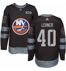 Mens Adidas New York Islanders 40 Robin Lehner Authentic Black 1917 2017 100th Anniversary NHL Jersey 