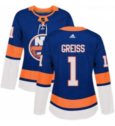 Womens Adidas New York Islanders 1 Thomas Greiss Premier Royal Blue Home NHL Jersey 