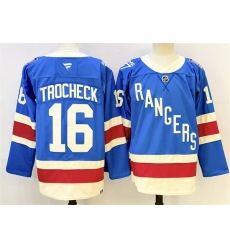 Men New York Rangers 16 Vincent Trocheck Blue 2025 Stitched Hockey Jersey