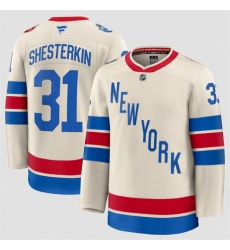 Men New York Rangers 31 Igor Shesterkin Beige 2026 Winter Classic Stitched Hockey Jersey