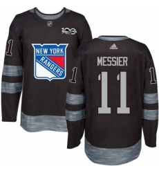 Mens Adidas New York Rangers 11 Mark Messier Authentic Black 1917 2017 100th Anniversary NHL Jersey 