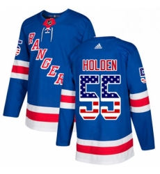 Mens Adidas New York Rangers 55 Nick Holden Authentic Royal Blue USA Flag Fashion NHL Jersey 