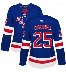 Womens Adidas New York Rangers 25 Adam Cracknell Authentic Royal Blue Home NHL Jersey 