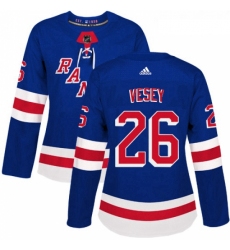 Womens Adidas New York Rangers 26 Jimmy Vesey Authentic Royal Blue Home NHL Jersey 