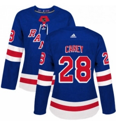 Womens Adidas New York Rangers 28 Paul Carey Premier Royal Blue Home NHL Jersey 