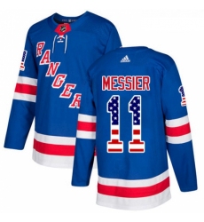 Youth Adidas New York Rangers 11 Mark Messier Authentic Royal Blue USA Flag Fashion NHL Jersey 