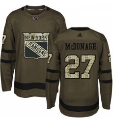 Youth Adidas New York Rangers 27 Ryan McDonagh Premier Green Salute to Service NHL Jersey 