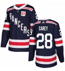 Youth Adidas New York Rangers 28 Paul Carey Authentic Navy Blue 2018 Winter Classic NHL Jersey 