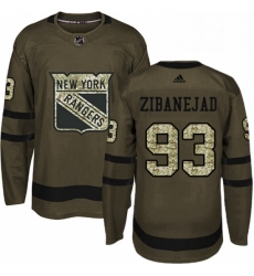 Youth Adidas New York Rangers 93 Mika Zibanejad Premier Green Salute to Service NHL Jersey 