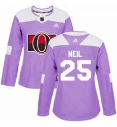 Womens Adidas Ottawa Senators 25 Chris Neil Authentic Purple Fights Cancer Practice NHL Jersey 