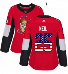 Womens Adidas Ottawa Senators 25 Chris Neil Authentic Red USA Flag Fashion NHL Jersey 