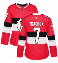 Womens Adidas Ottawa Senators 7 Brady Tkachuk Authentic Red 2017 100 Classic NHL Jersey 