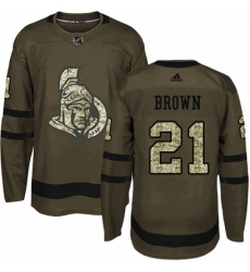 Youth Adidas Ottawa Senators 21 Logan Brown Premier Green Salute to Service NHL Jersey 