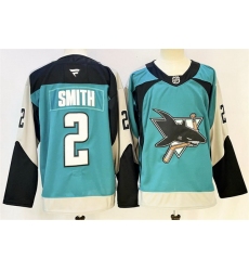 Men San Jose Sharks 2 Will Smith Teal 2025 Alternate Stitched Hockey Jersey