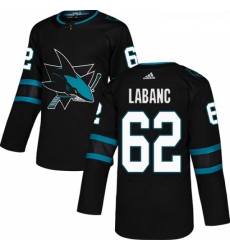 Youth Adidas San Jose Sharks 62 Kevin Labanc Premier Black Alternate NHL Jersey 