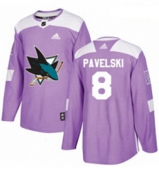 Youth Adidas San Jose Sharks 8 Joe Pavelski Authentic Purple Fights Cancer Practice NHL Jersey 