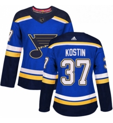 Womens Adidas St Louis Blues 37 Klim Kostin Authentic Royal Blue Home NHL Jersey 