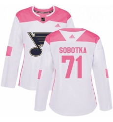 Womens Adidas St Louis Blues 71 Vladimir Sobotka Authentic WhitePink Fashion NHL Jersey 