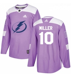 Youth Adidas Tampa Bay Lightning 10 JT Miller Authentic Purple Fights Cancer Practice NHL Jerse