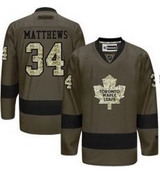 Maple Leafs #34 Auston Matthews Green Salute to Service Stitched NHL Jersey