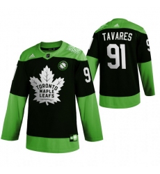 Men Toronto Maple Leafs 91 John Tavares Green 2020 Adidas Jersey