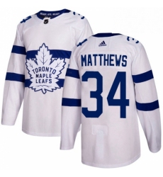 Mens Adidas Toronto Maple Leafs 34 Auston Matthews Authentic White 2018 Stadium Series NHL Jersey 