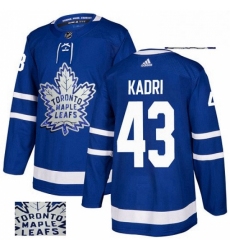 Mens Adidas Toronto Maple Leafs 43 Nazem Kadri Authentic Royal Blue Fashion Gold NHL Jersey 