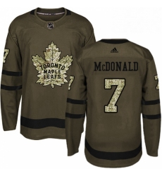 Mens Adidas Toronto Maple Leafs 7 Lanny McDonald Authentic Green Salute to Service NHL Jersey 