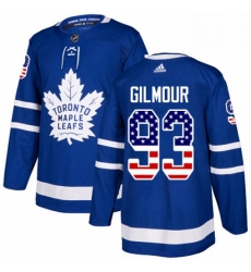 Mens Adidas Toronto Maple Leafs 93 Doug Gilmour Authentic Royal Blue USA Flag Fashion NHL Jersey 