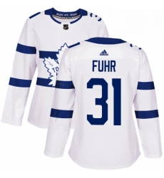 Womens Adidas Toronto Maple Leafs 31 Grant Fuhr Authentic White 2018 Stadium Series NHL Jersey 