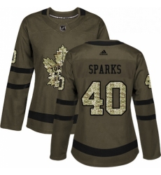 Womens Adidas Toronto Maple Leafs 40 Garret Sparks Authentic Green Salute to Service NHL Jersey 