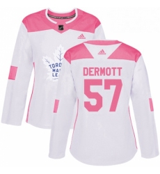 Womens Adidas Toronto Maple Leafs 57 Travis Dermott Authentic WhitePink Fashion NHL Jersey 