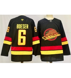 Men Vancouver Canucks 6 Brock Boeser Black 2024 25 Alternate Stitched Hockey Jersey