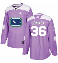 Mens Adidas Vancouver Canucks 36 Jussi Jokinen Authentic Purple Fights Cancer Practice NHL Jersey 