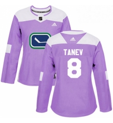 Womens Adidas Vancouver Canucks 8 Christopher Tanev Authentic Purple Fights Cancer Practice NHL Jersey 