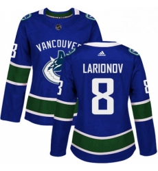 Womens Adidas Vancouver Canucks 8 Igor Larionov Authentic Blue Home NHL Jersey 