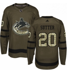 Youth Adidas Vancouver Canucks 20 Brandon Sutter Premier Green Salute to Service NHL Jersey 