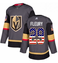 Mens Adidas Vegas Golden Knights 29 Marc Andre Fleury Authentic Gray USA Flag Fashion NHL Jersey 